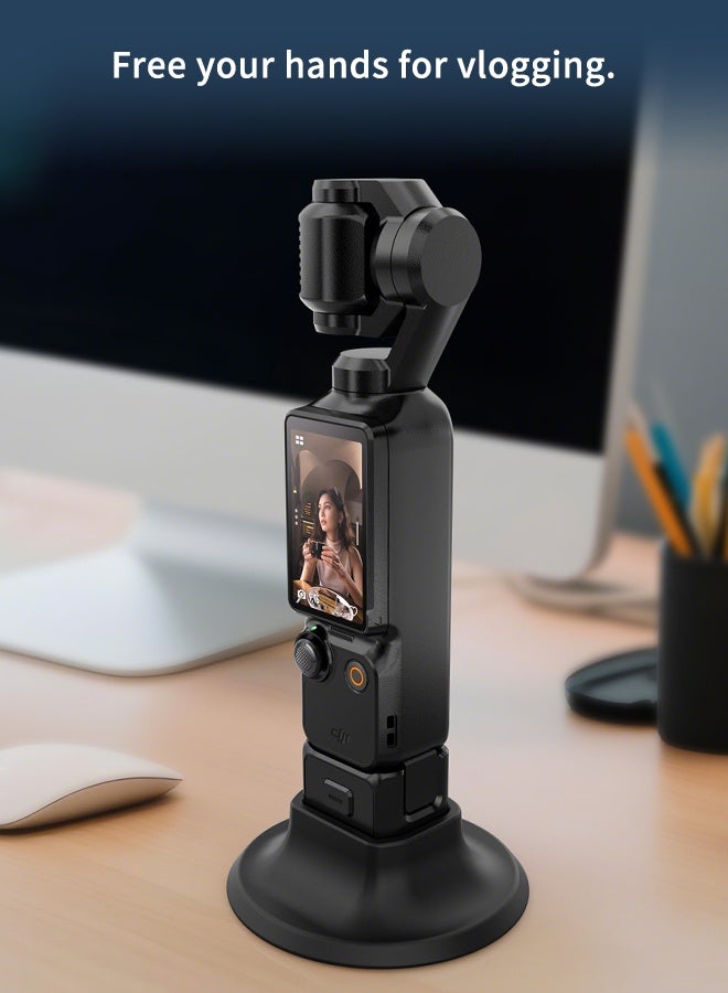 Silicone Desktop Base Stand for DJI Osmo Pocket 3, Non-Slip Mount Holder, Works with Protective Case, Stable Tabletop Gimbal Camera Accessory, Black - Image 2